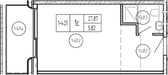 Студия, 27.18 м², 4/9 этаж, ЖК «Лучи»