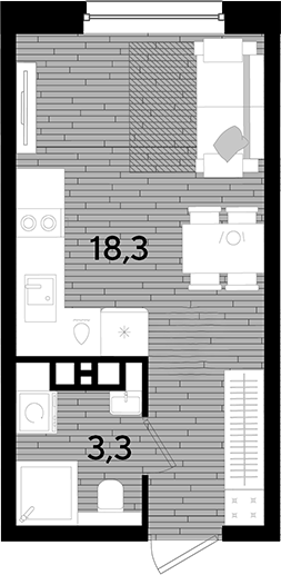 Студия, 21.6 м², 5/16 этаж, ЖК «DОГМА ПАРК»