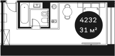 Объект, 31.45 м², 4/4 этаж, ЖК «Резиденция Волна»