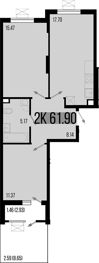 Продается 3-комн. квартира, 57.85 м²