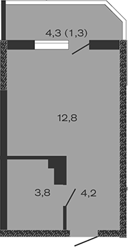 Студия, 20.8 м², 2/4 этаж, ЖК «Дзенпарк»