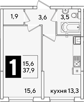 Продается 1-комн. квартира, 37.9 м²
