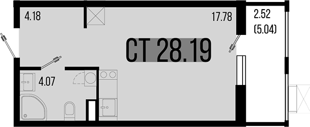 Студия, 26.03 м², 1/8 этаж, ЖК «Цветной бульвар»