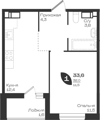 Продается 1-комн. квартира, 32 м²