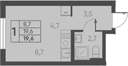 Продается 1-комн. квартира, 19.6 м²