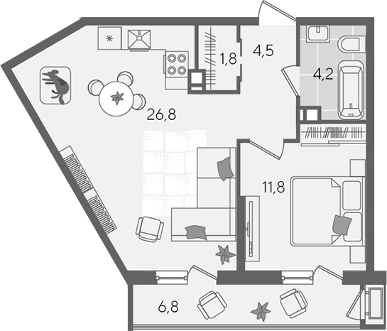 Продается 2-комн. квартира, 49.1 м²