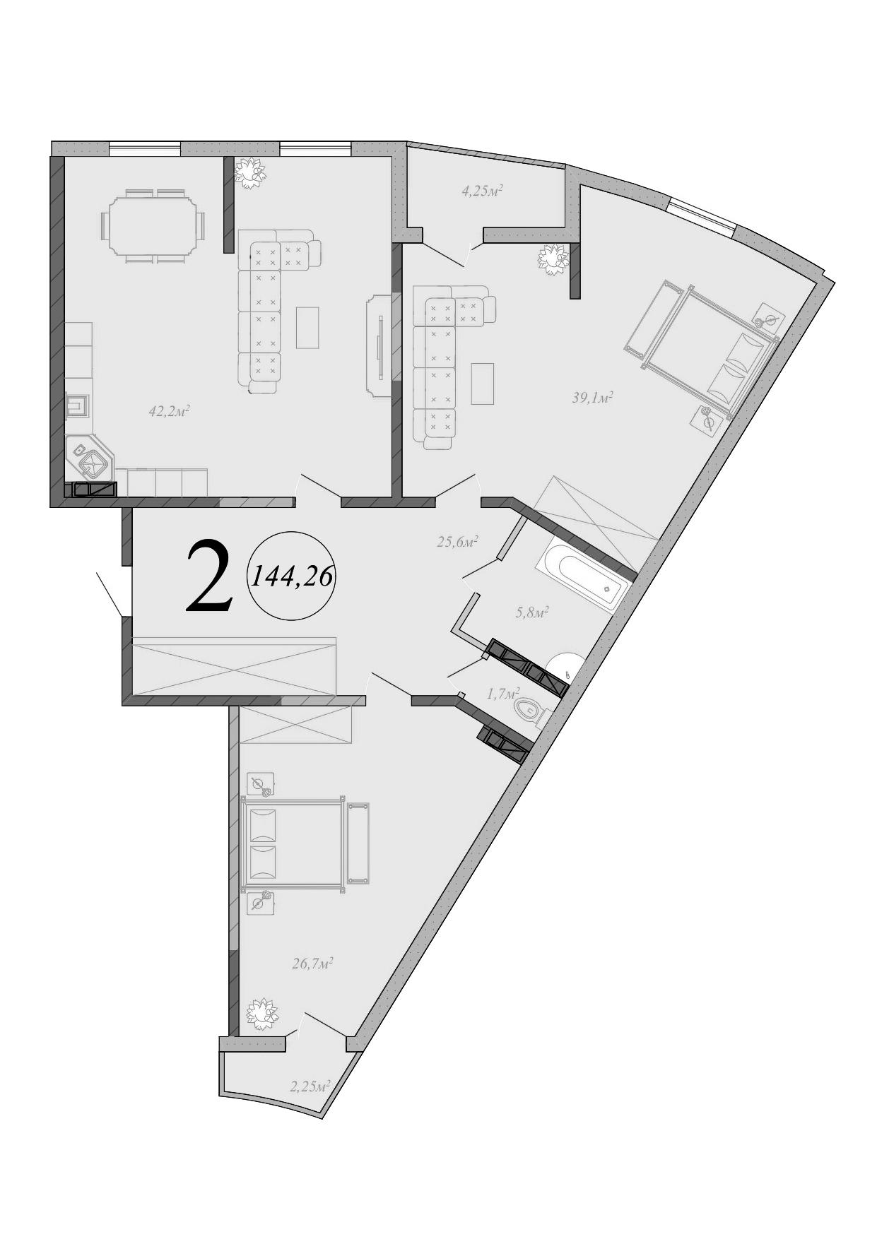 3-комн., 141 м², 10/21 этаж, ЖК «Радонеж»