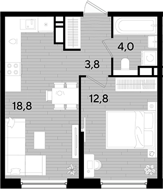 Продается 1-комн. квартира, 39.4 м²