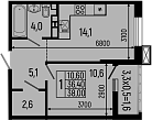 1-комн., 36.4 м², 10/13 этаж, ЖК «Звезды»