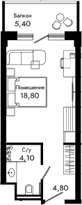 Студия, 27.7 м², 6/8 этаж, ЖК «Курортный отель Алеан Селект Агой»