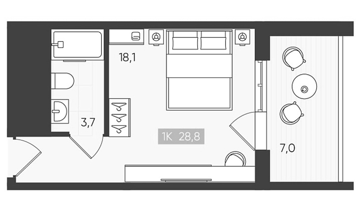 Студия, 21.8 м², 3/6 этаж, ЖК «Палаццо Де Агой»