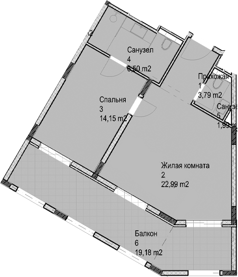 2-комн., 49.5 м², 3/6 этаж, ЖК «Гостиничный комплекс Николай 1»