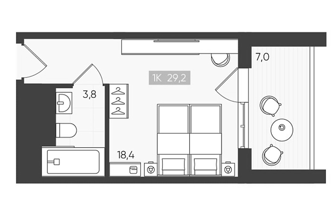 Студия, 22.2 м², 3/6 этаж, ЖК «Палаццо Де Агой»