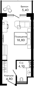 Студия, 27.7 м², 5/8 этаж, ЖК «Курортный отель Алеан Селект Агой»
