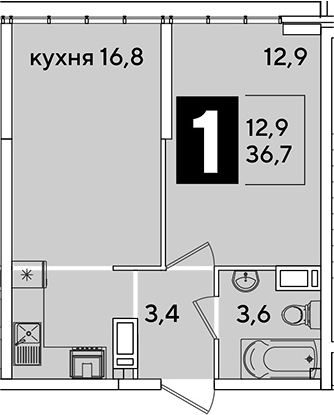 Продается 2-комн. квартира, 36.7 м²