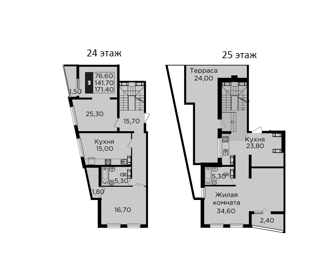 4+ комнаты, 141.7 м², 24/25 этаж, ЖК «Сказка Град»
