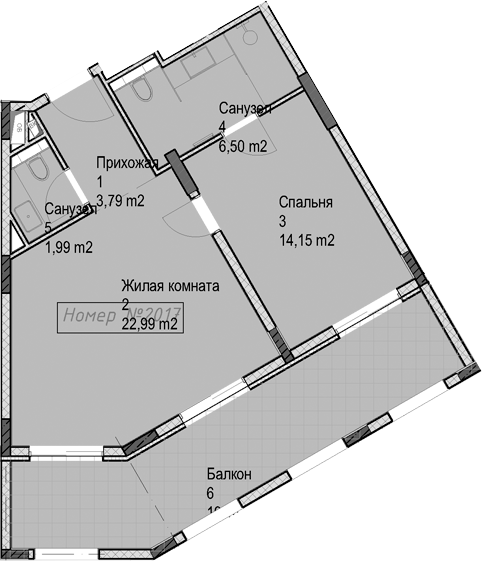 2-комн., 49.5 м², 2/6 этаж, ЖК «Гостиничный комплекс Николай 1»