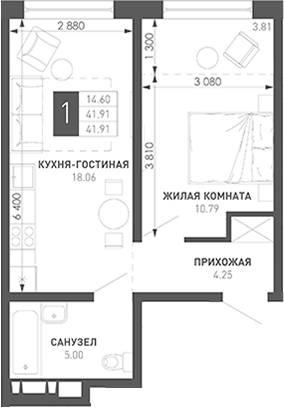 Продается 1-комн. квартира, 39.69 м²