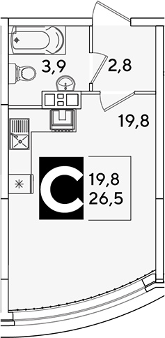 Продается 1-комн. квартира, 26.5 м²