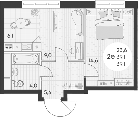 Продается 2-комн. квартира, 39.1 м²
