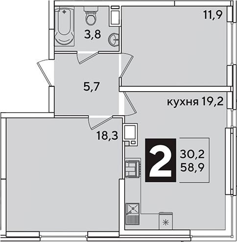 Продается 3-комн. квартира, 58.9 м²