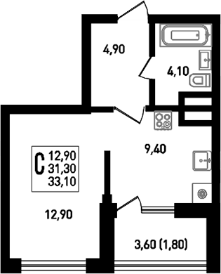 Студия, 31.3 м², 4/8 этаж, ЖК «Югге»