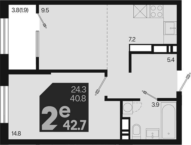Продается 2-комн. квартира, 40.8 м²