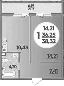 Продается 1-комн. квартира, 36.25 м²