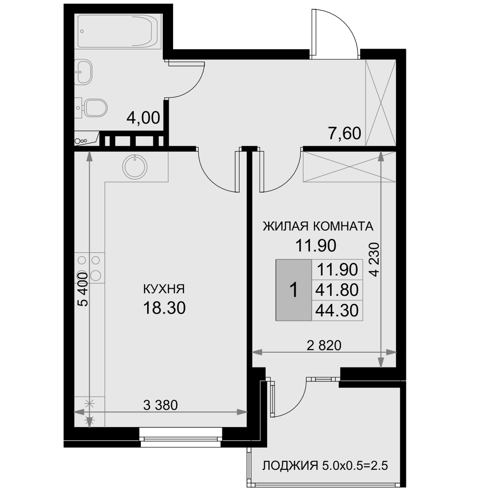 Продается 2-комн. квартира, 41.8 м²