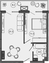 2-комн., 36.4 м², 8/10 этаж, ЖК «Гостиничный комплекс GREENMONT»