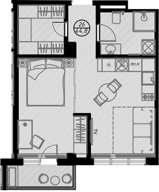 Студия, 41.5 м², 5/7 этаж, ЖК «Оливия»