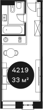 Объект, 32.72 м², 4/4 этаж, ЖК «Резиденция Волна»
