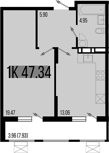 1-комн., 43.38 м², 5/8 этаж, ЖК «Цветной бульвар»