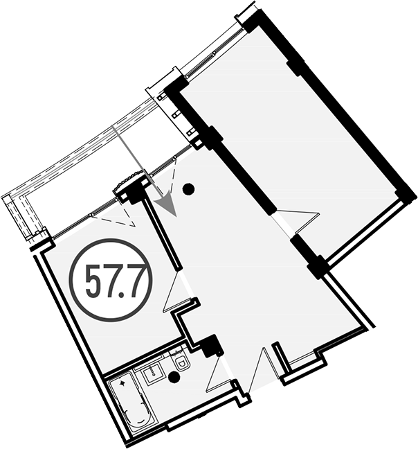 Объект, 57.7 м², 1/4 этаж, ЖК «Гостиничный комплекс GRAND CASCADE»