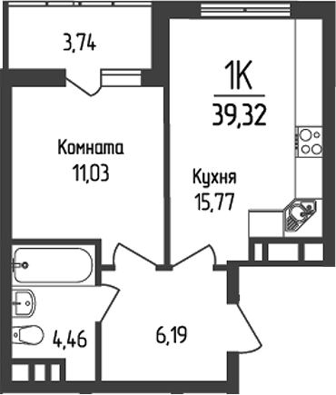 Продается 1-комн. квартира, 37.45 м²