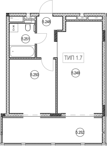 2-комн., 41.6 м², 2/7 этаж, ЖК «ГК Сан Гарден Хотел&СПА»