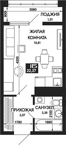 Студия, 20.76 м², 5/12 этаж, ЖК «Вершины. ГК Смена»