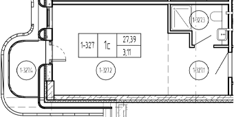 Студия, 27.28 м², 3/9 этаж, ЖК «Лучи»