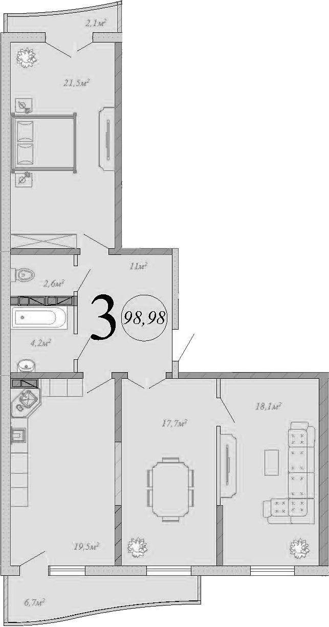4+ комнаты, 94.58 м², 13/20 этаж, ЖК «Радонеж»