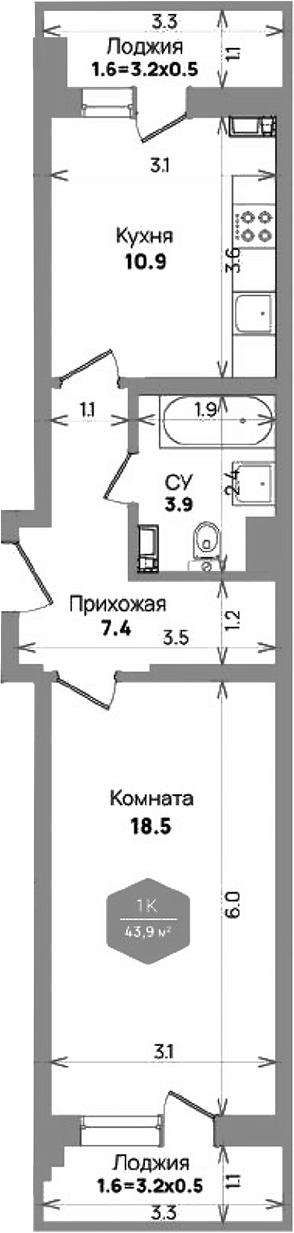 1-комн. Бауинвест