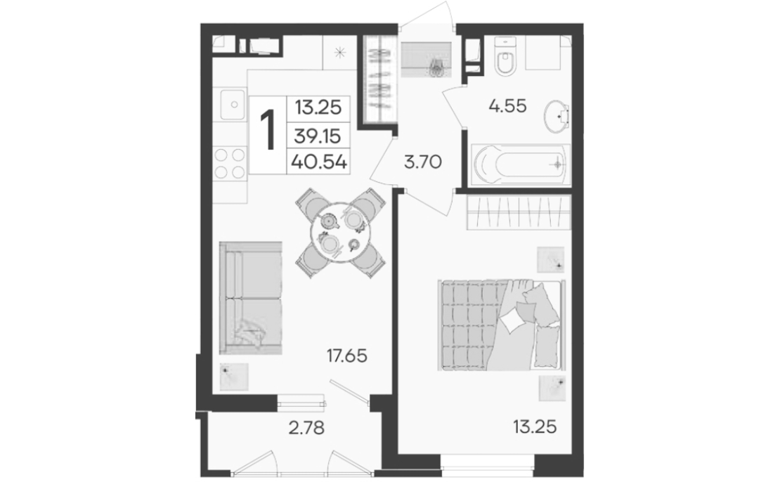 Продается 1-комн. квартира, 39.15 м²