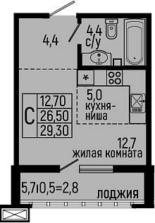 Продается 1-комн. квартира, 26.5 м²