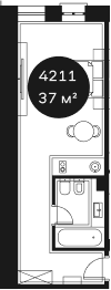 Объект, 36.85 м², 4/4 этаж, ЖК «Резиденция Волна»