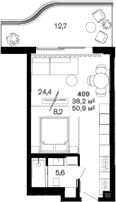 Студия, 38.2 м², 4/6 этаж, ЖК «Benefit Sea Breeze Sochi»