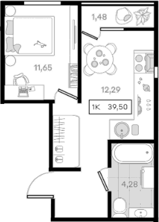 Продается 1-комн. квартира, 38.02 м²