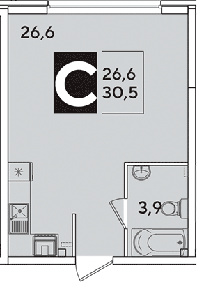 Продается 1-комн. квартира, 30.5 м²