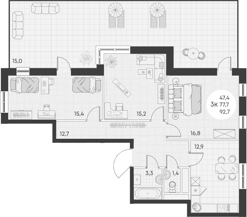 Продается 3-комн. квартира, 77.7 м²