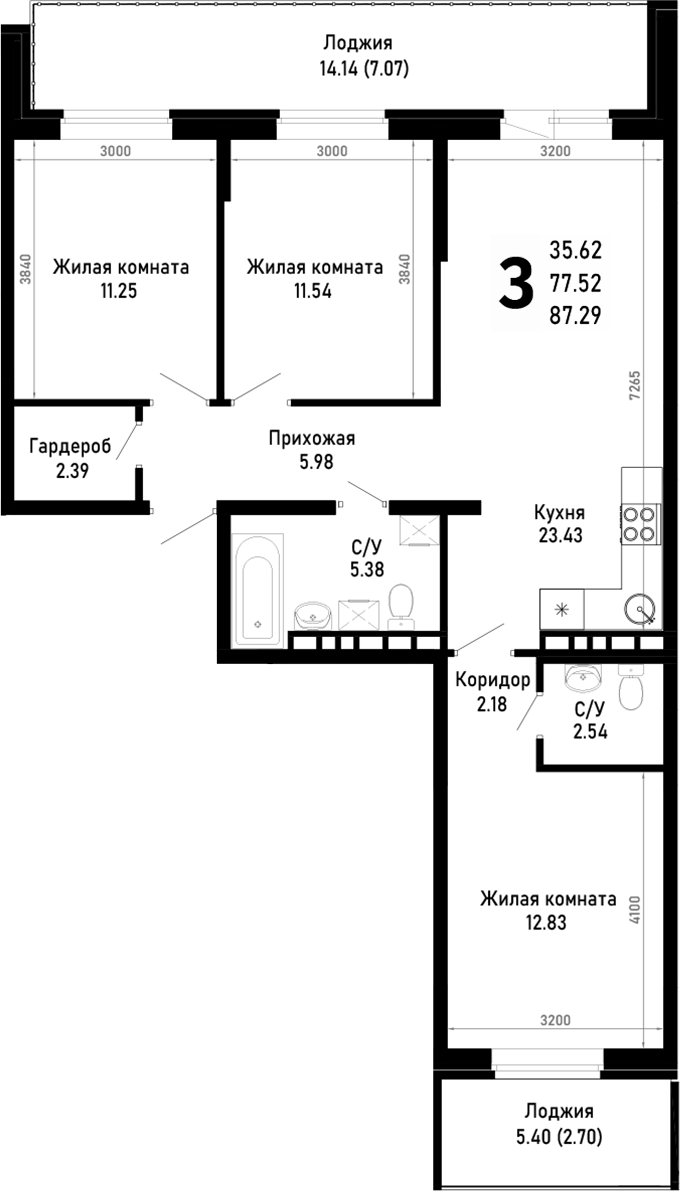 Продается 3-комн. квартира, 77.52 м²