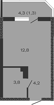 Студия, 20.8 м², 4/4 этаж, ЖК «Дзенпарк»
