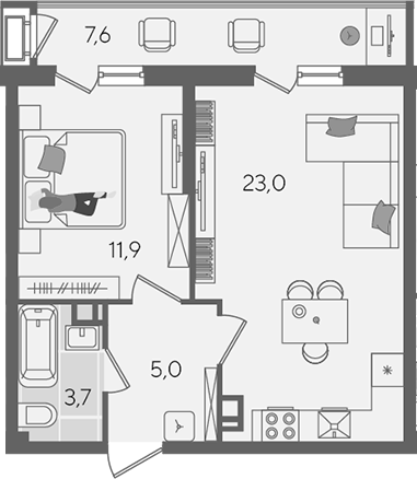 Продается 2-комн. квартира, 43.6 м²